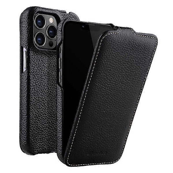 MELKCO Læder Flip Cover til iPhone 13 Pro - Ægte Koskindslæder + PC - Vertikal Flip Multicolor Style A