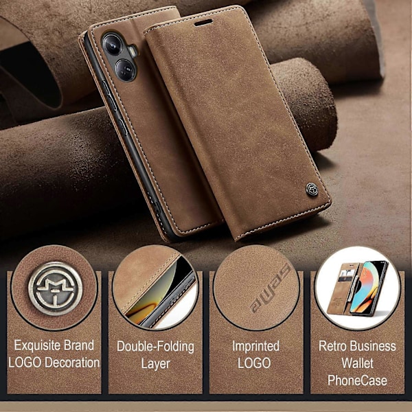 Til Realme 10 Pro+ 5G Etui CASEME 013 Serie Kortholder Stativ Læder Telefon Cover Multicolor Style C