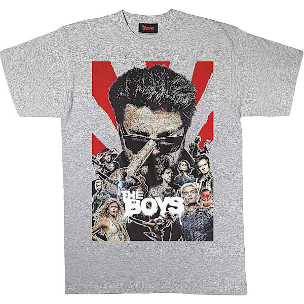 Popgear Herre The Boys Cast Collage T-skjorte Heather Grey Mote Grey L