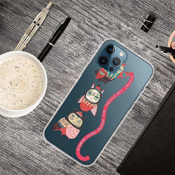 iPhone 16 Pro -kuori, jouluaiheinen pehmeä TPU-puhelinkuori - Orava Multicolor Owls