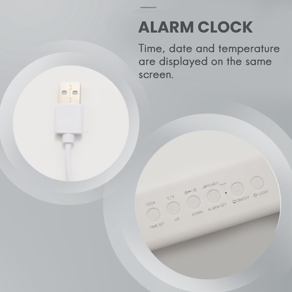 Mode Vardagsrum Digital Display Led Digital Kalenderklocka Lysande Tyst Elektronisk Alarm Clo white