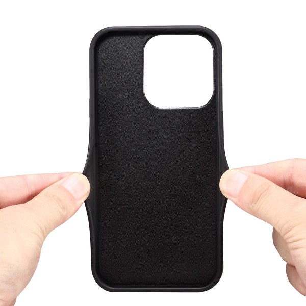 Pc+tpu+pu phone case för Iphone 11 Pro Max Calf Texture Card Slot Kickstand Phone Cover Black