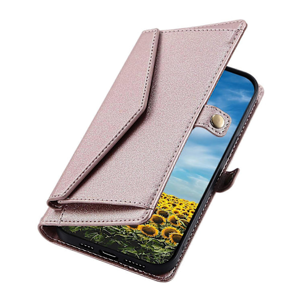 Læderetui med håndledsrem, pung og stativ til Motorola Edge 60 5G/ 60 Fusion 5G Multicolor Rose Gold