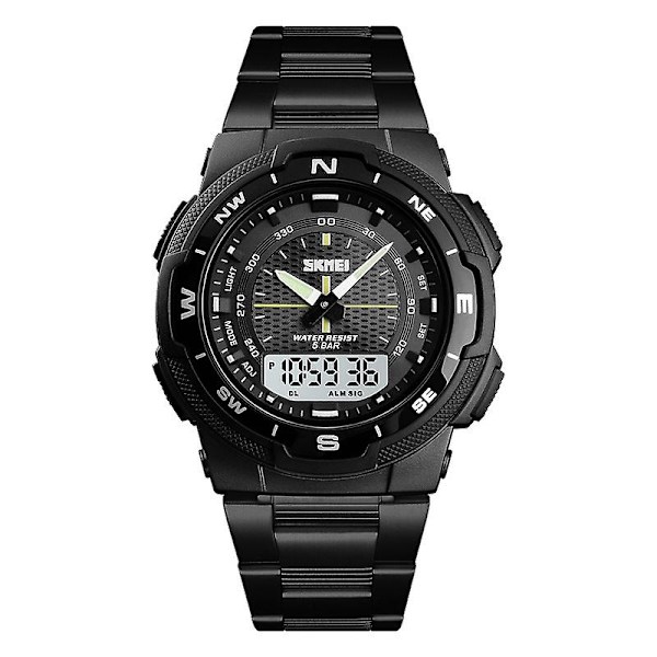 Skmei 1370 Outdoor Waterproof Luminous Sports Watch Black White