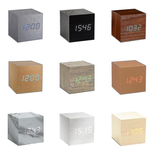 Glorious Gingko Cube Led Click Clock Väckarklocka Ljudaktivering (tid Datum & Temperatur) Diverse