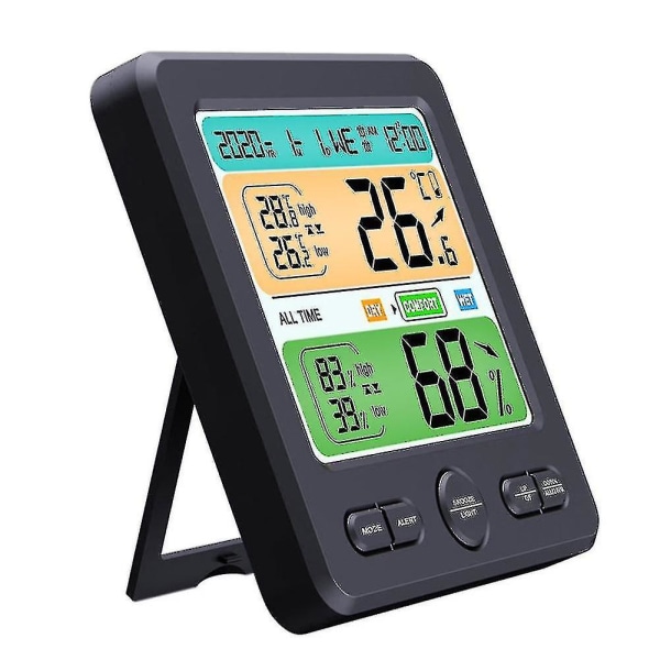 Väderstation Trådlös inomhus utomhussensor Termometer Hygrometer Digital väckarklocka Barometer Prognos Färg Black