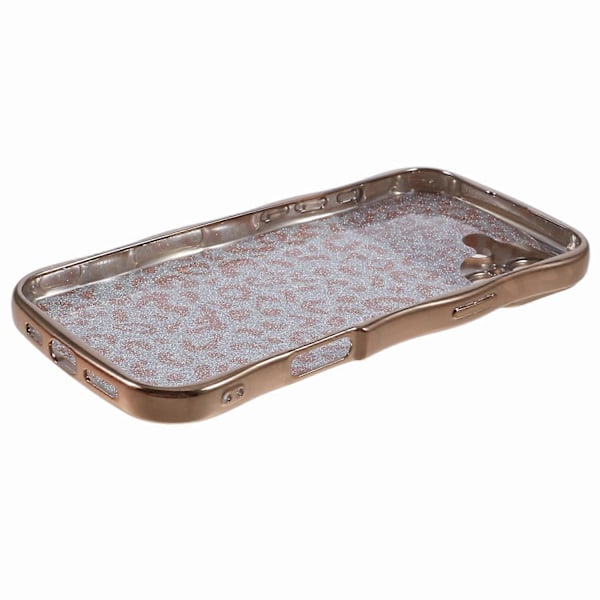 iPhone 16 Plus -kotelo, kihara kehys, TPU-puhelinkuori, leopardikuvioinen glitter Multicolor Style D
