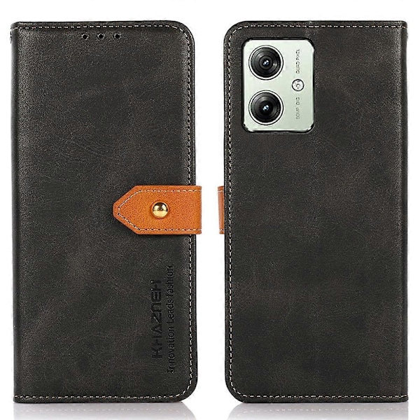 KHAZNEH Motorola Moto G54 5G -kotelo, nahkainen puhelinkotelo jalustalla ja lompakolla Multicolor Style A