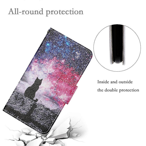 Til Samsung Galaxy A25 5G Etui Mønsterprint Kryds Tekstur Cover Multicolor Starry Sky/Cat