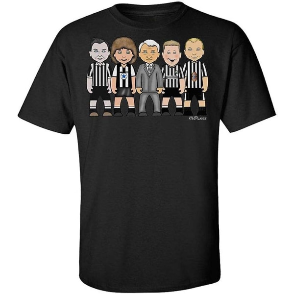 Vipwees, Newcastle Football Legends Sporting Caricature T-shirt i ekologisk bomull Black M