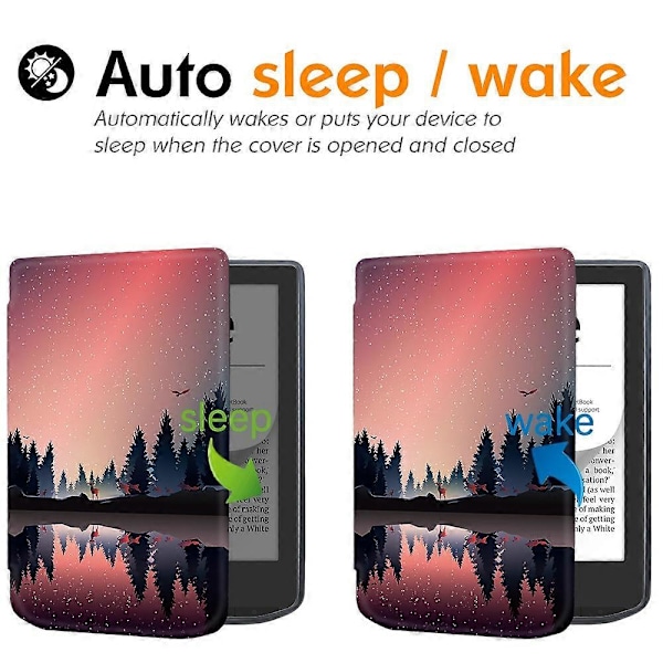 Læderetui til PocketBook Verse Pro E-læsercover med automatisk dvale/vækning - tid til at rejse Multicolor Nightfall