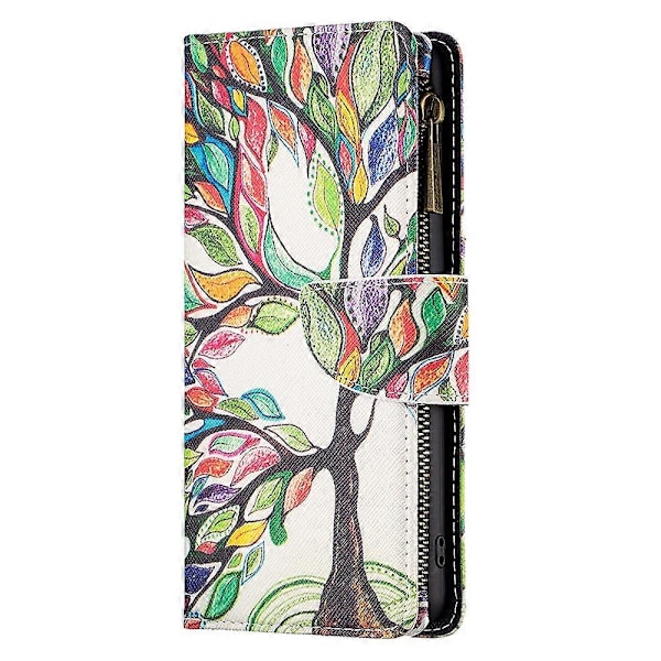 BF03 Mønsteretui med lynlås i PU-læder til Xiaomi Redmi Note 13 Pro 4G/Poco M6 Pro 4G Multicolor Life Tree