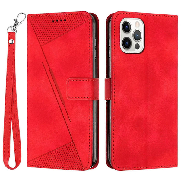 Wallet Telefon Cover til iPhone 14 Pro Max, Trekant Præget Læder Stand Case Multicolor Style B
