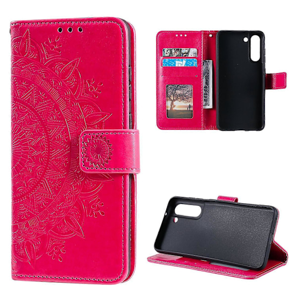 Preget Mandala Blomst Lommebok Lærveske for Samsung Galaxy S21 FE Multicolor Style C