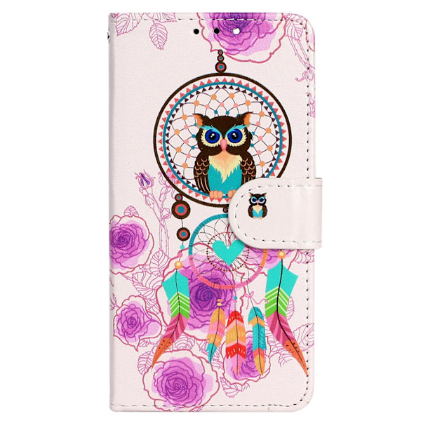 Mønstertrykk Lær Lommebok Telefondeksel For Iphone 15, Fallsikkert Telefonstativ Deksel Wind Chime Owl