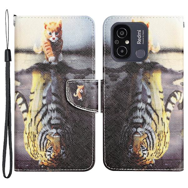 För Xiaomi Redmi 12c 4g Pu cover Mönstertryck Plånboksställ Flip Phone case Tiger