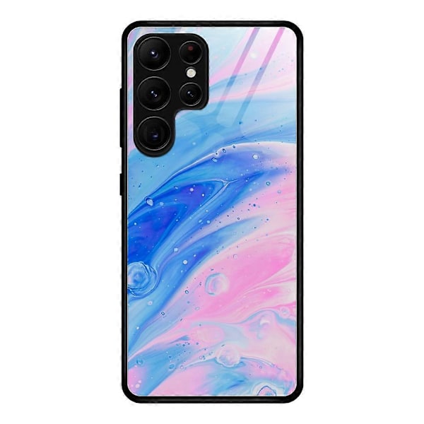 Til Samsung Galaxy S25 Ultra Case Marmormønster Hærdet Glas+PC+TPU Telefon Cover Multicolor Style E