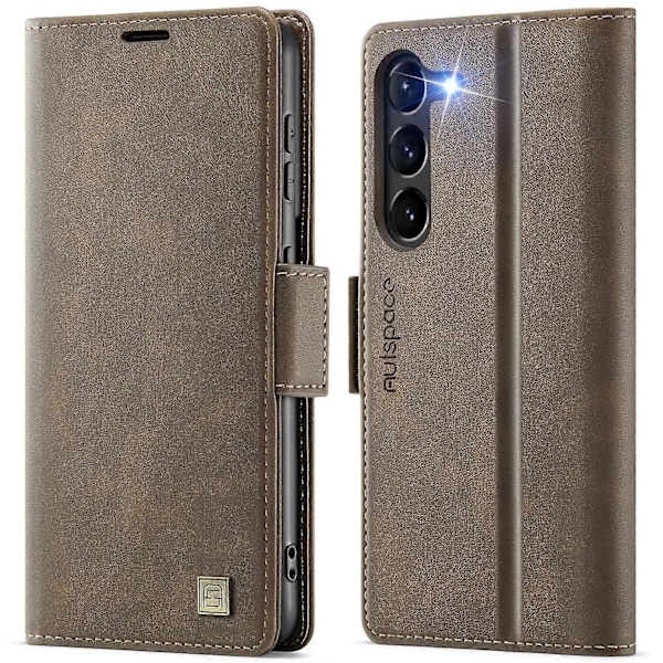 Samsung Galaxy S23+ -kotelo AUTSPACE A11 RFID-suojattu retro nahkainen lompakkokotelo - Musta Multicolor Brown