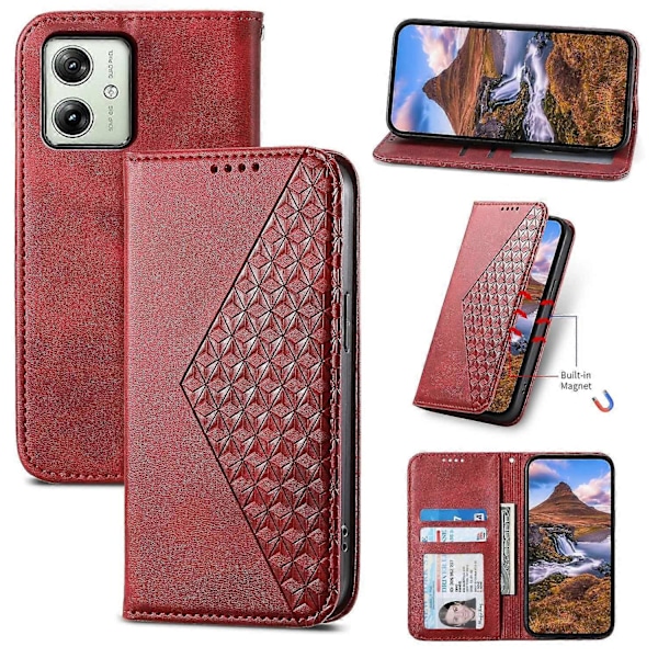 Til Motorola Moto G54 5G Etui Wallet PU Læder Præget Telefon Cover Multicolor Style B