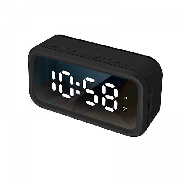Ladattava herätyskello, Bluetooth-kaiutin, radio, peili elektroninen kello, kaksi herätyskelloa, tukee useita kortteja musta Q