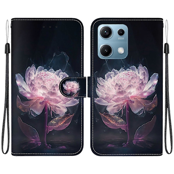 Plånboksfodral för Xiaomi Redmi Note 14S 4G, Anti-Drop Läder Flip Cover med Mönstertryck Multicolor Purple Peony