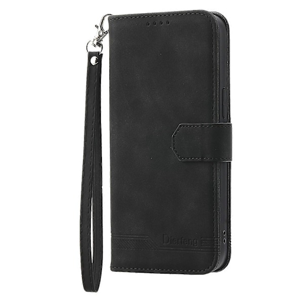 DIERFENG DF-03 læder telefoncover med linjeaftryk og stativpung til Oppo A78 5G Multicolor Style D