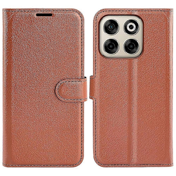 Til ZTE Blade V70 Etui Litchi Tekstur Stødsikkert Læder Wallet Telefon Cover - Grøn Multicolor Brown