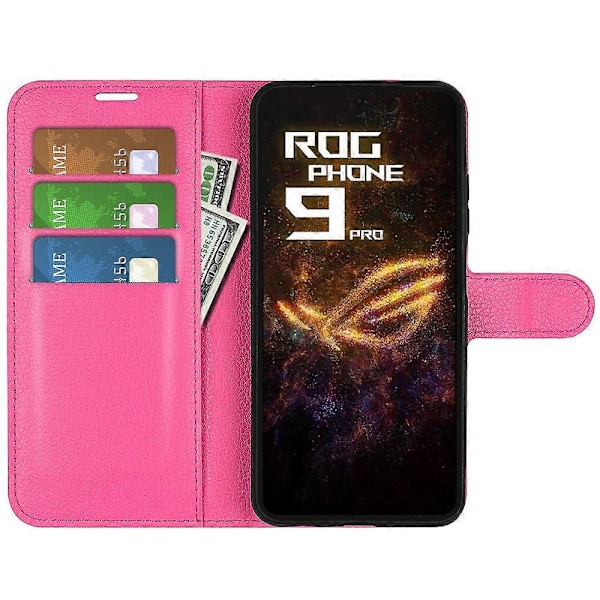 Til Asus ROG Phone 9 Pro 5G Etui Litchi Tekstur Stødsikkert Læder Wallet Telefon Cover Multicolor Rose