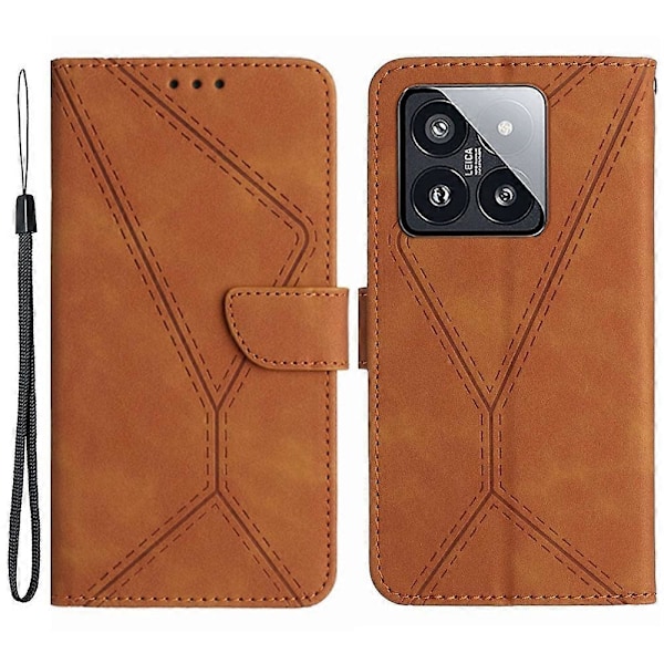 Til Xiaomi 14 Etui Læder Hud-berøring Anti-ridse Pung Telefon Cover Multicolor Style D