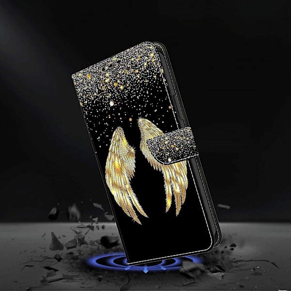 Magnetiskt fodral för Samsung Galaxy A35 5G med 3D-mönster och tryck i läder Multicolor Gold Wing