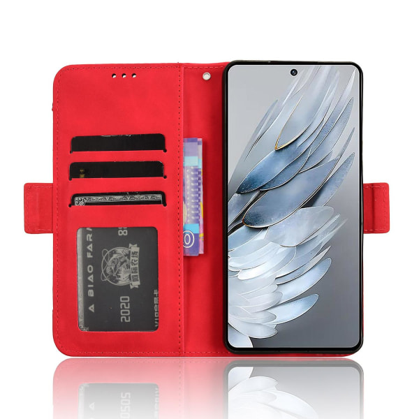 För Zte Nubia Z50s Pro 5g Pu Läder Stativ Cover Flera kortplatser Plånbok Folio Phone case Red