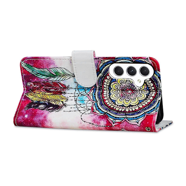 PU læder telefoncover med pung, stativ og mønsterprint til Samsung Galaxy S23 FE med rem Multicolor Style R
