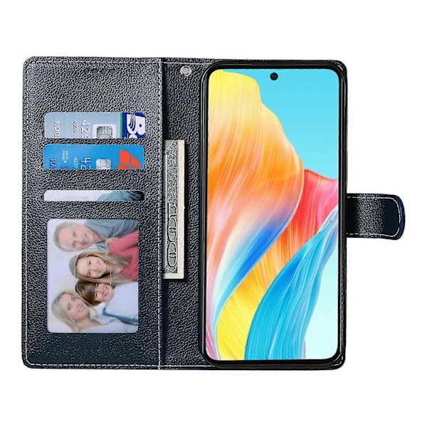 Til Realme 14 5G Stand Case Litchi Tekstur Læder Wallet Telefon Cover Magnetisk Lukning Multicolor Dark Blue