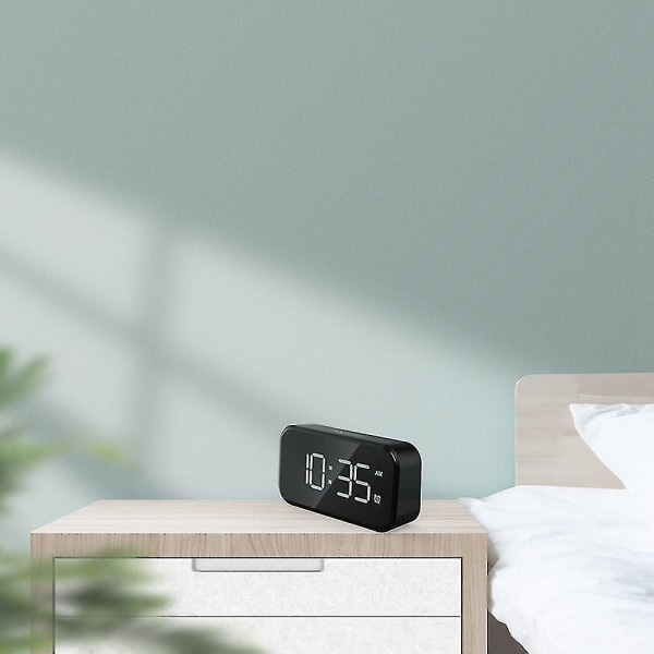 Digitalt Vækkeur Til Soveværelser, Sengelampe Med 6 Lysstyrkeniveauer, Snooze (sort udseende+