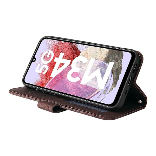 För Samsung Galaxy F34 5g/m34 5g Imprinted Lines Stand Cover Anti-drop Pu Läder Phone case Brown