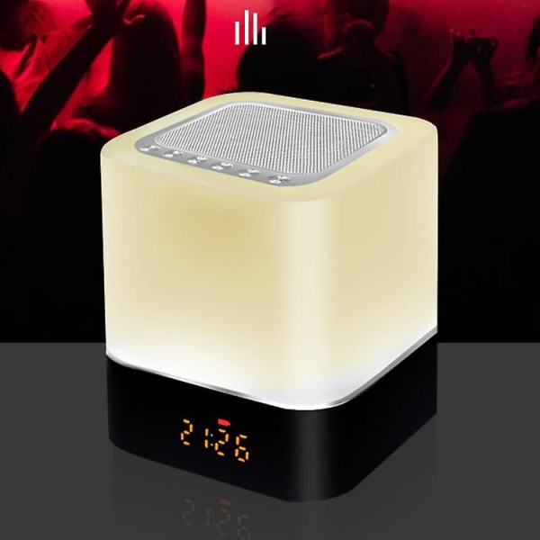 Natlampe Bluetooth Højttaler, 5 I 1 Touch Kontrol Sengelampe Dæmpbar Multi-farve Skiftende, Vækkeur til Soveværelse, Bedste Fødselsdagsgave Ideer Til 10 1