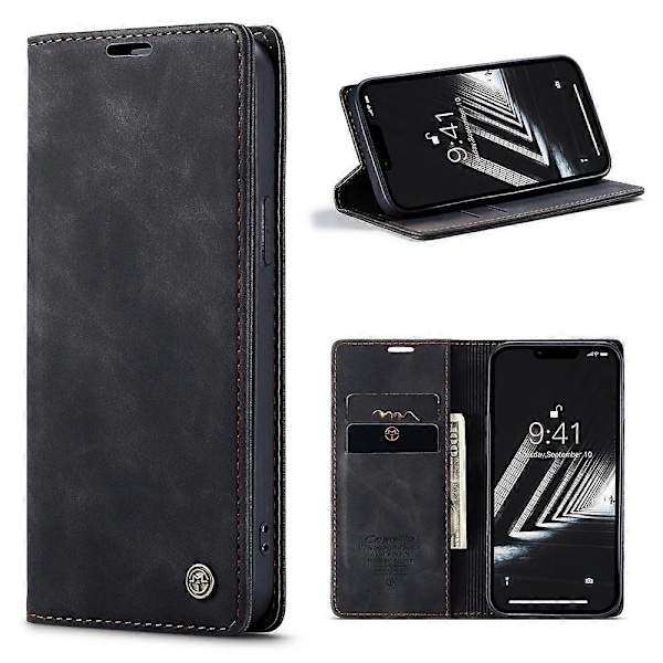 CASEME 013 Serie Til iPhone 15 Plus PU Læder Telefon Cover Foldbart Stativ Wallet Cover Multicolor Style A