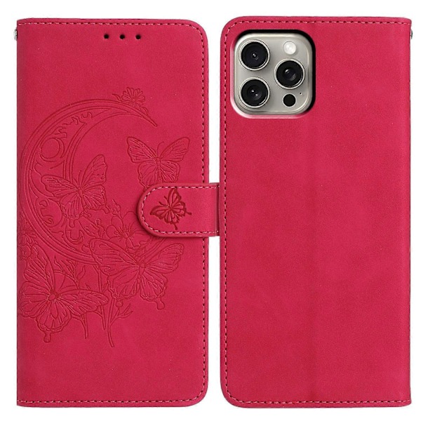 iPhone 15 Pro -kotelo, perhoskukka-kuvioitu PU-nahkainen lompakkokotelo jalustalla Multicolor Rose