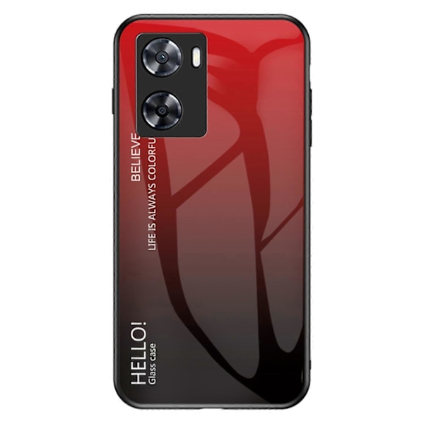För Oppo A57s 4G/A57 4G Gradient Härdat Glas Skal, PC+TPU Stötsäkert Skydd