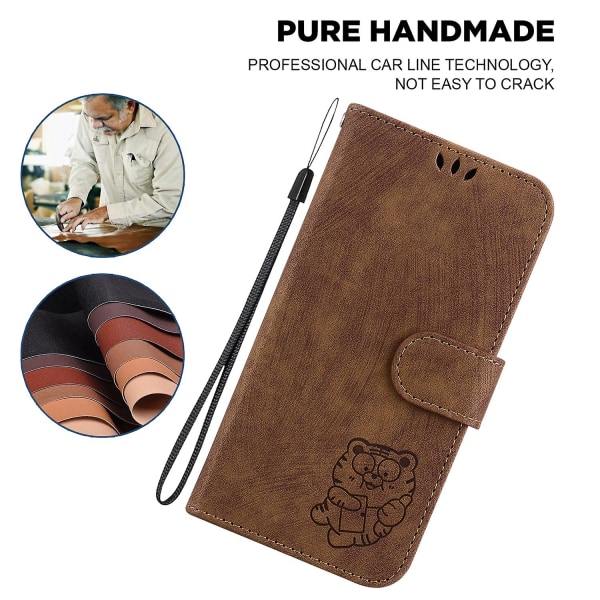 Til Samsung Galaxy A13 5g Præget PU Læder Cover Wallet Stand Telefon Cover Brown