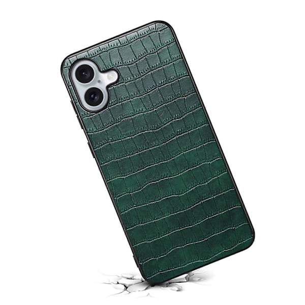iPhone 16 Plus -kotelo, krokotiilinnahkajäljitelmä, nahkapäällysteinen PC+TPU-puhelinkuori Multicolor Style A