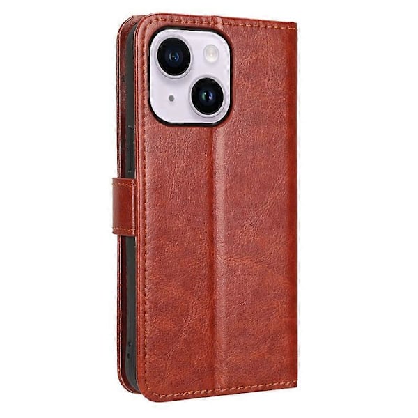 Telefoncover til iPhone 15 Plus Cover Crazy Horse Tekstur Læder Wallet Stand Shell Multicolor Style D