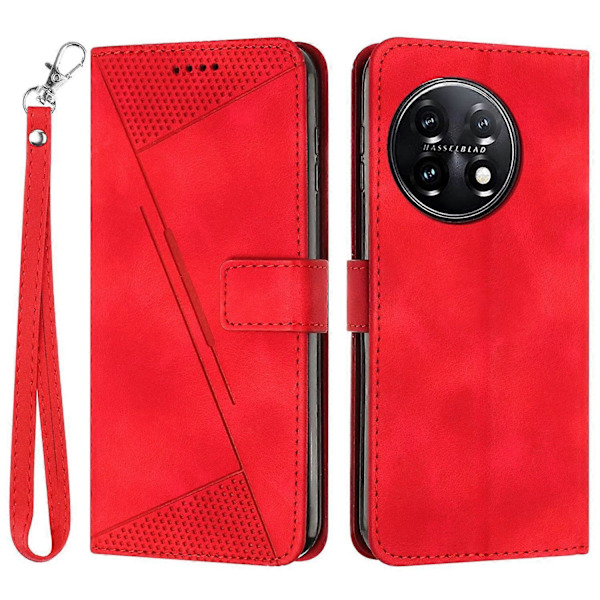 Triangelmönstrat Plånboksfodral för OnePlus 11 5G, Ställ PU Läder Anti-droppskydd Multicolor Style B