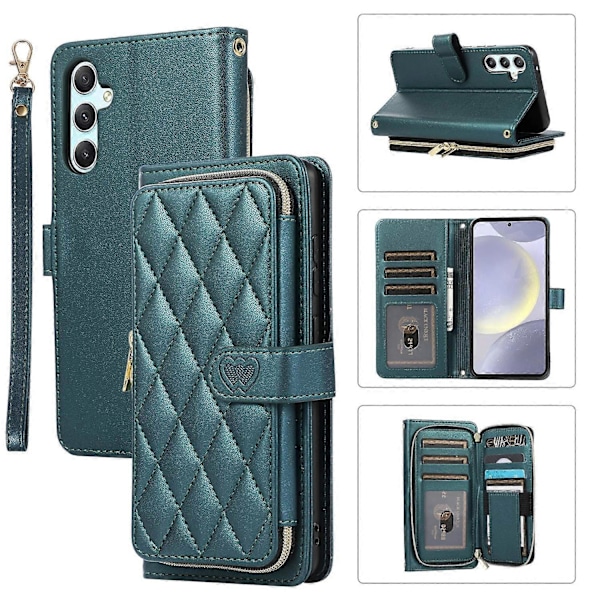 Samsung Galaxy S24 -kotelo PU-nahkaa vetoketjutaskulla, jalustalla ja käsilaukulla Multicolor Style D