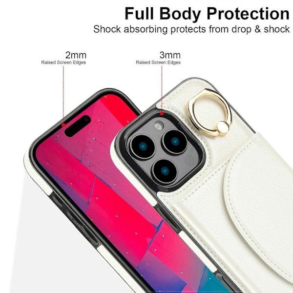 iPhone 16 Pro -kotelo RFID-suojauksella, lompakolla, jalustalla, nahka+TPU-puhelinkuori Multicolor Style F
