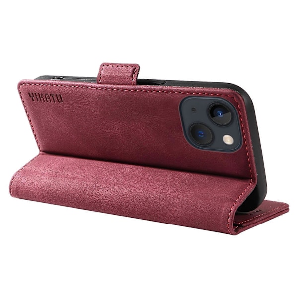 YIKATU YK-005 Skinnkänsla PU Läder Plånboksfodral med Stötsäkert Ställ för iPhone 15 Multicolor Style F