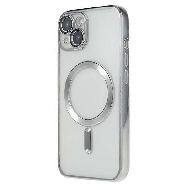 iPhone 14 Magneettinen Kotelo WANLONFENG Galvanoidulla TPU-kuorella ja Linssisuojalla + 2 kpl Karkaistua Lasia Multicolor Silver