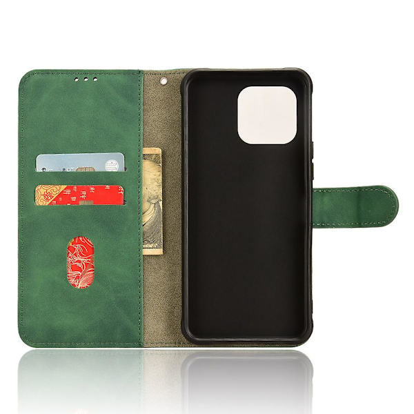 För Umidigi G5 Mecha Case Pu Läder anti-scratch Telefonskydd med plånbok och stativ Green