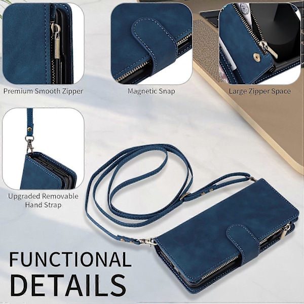 Til Samsung Galaxy Z Fold6 5G Etui Lynlåslomme Læder Telefon Cover med Skulderrem Multicolor Style B