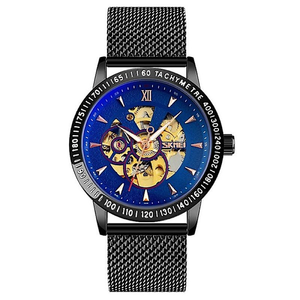 Skmei 9216 Herre Sketon Automatisk Mekanisk Ur Sort Blå Black blue